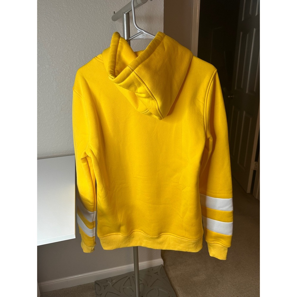 Fleece Hoodie Kids Small Yellow Excellent Varsity Stripe Sweatshirt - Picture 2 of 4